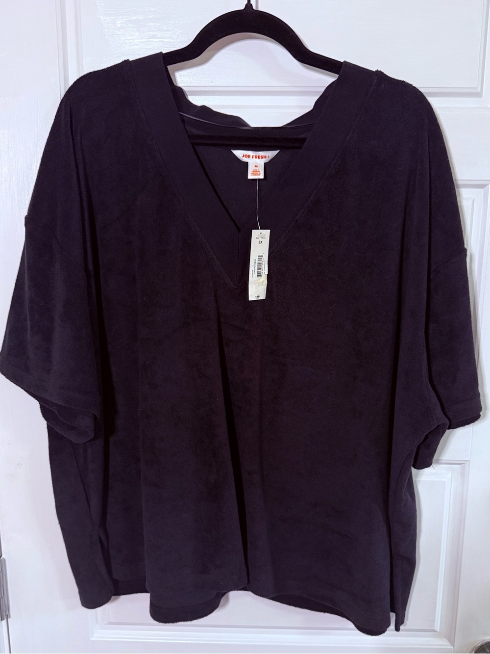 NWT Joe Fresh Black V-Neck Women’s cotton flowy Top 3 X